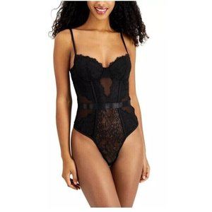 Inc International Concepts Women's Lace Cutout Lingerie Bodysuit-Black Large L